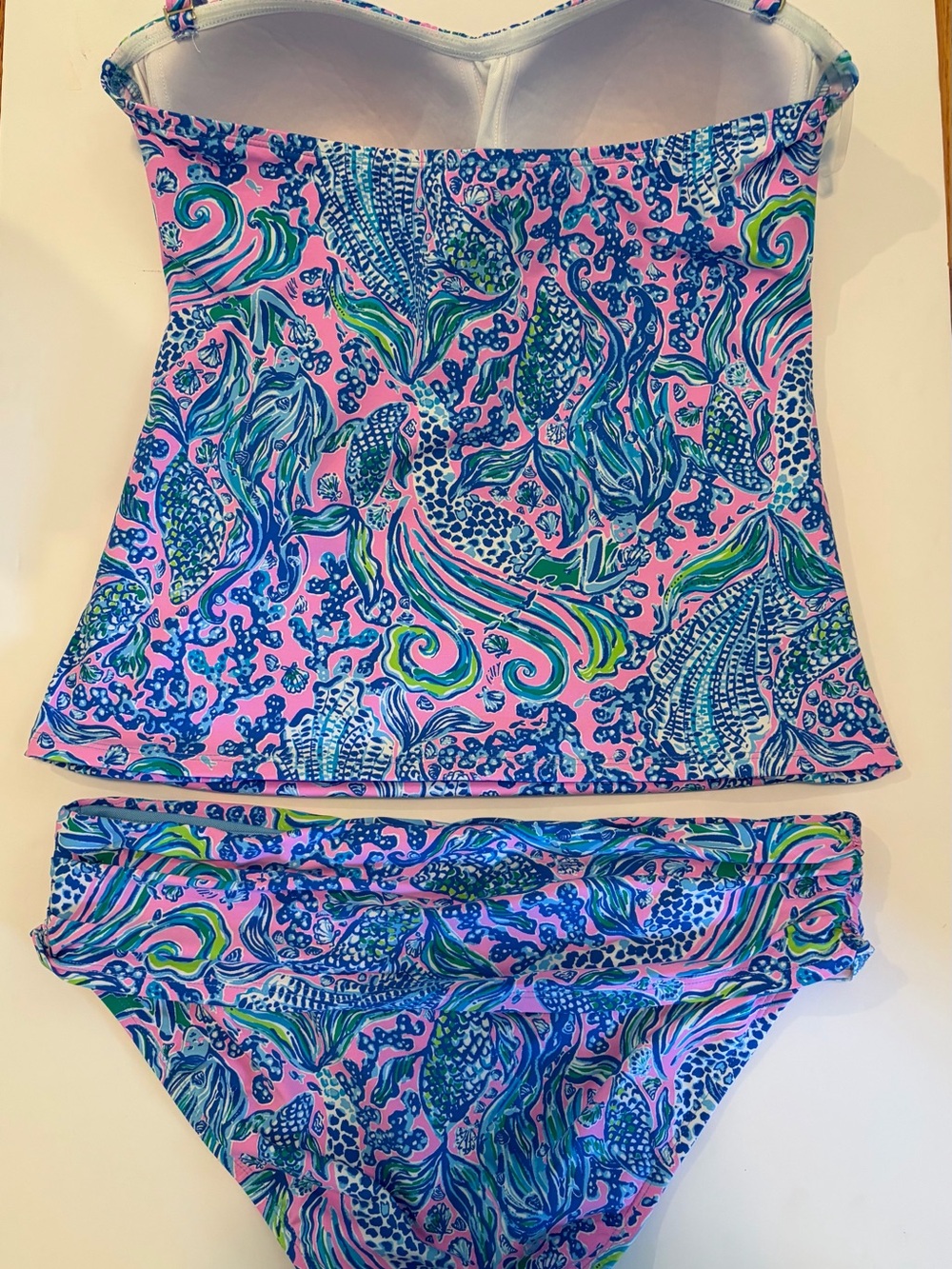 Lilly Pulitzer Flamenco Tankini Top “We Mermaid It” and Sarong Hipster Set. - Picture 7 of 9